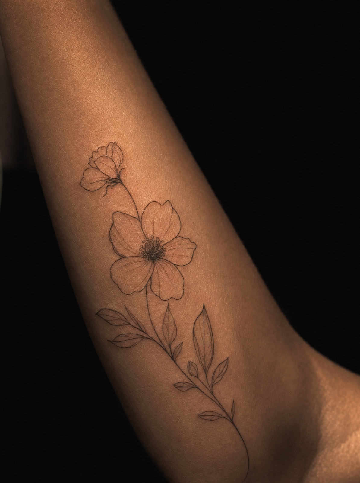 Fineline Floral Tattoo
